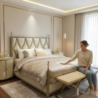 Klasická postel barokní rokoko hotel postele polstrovaná postel manželská postel kůže.