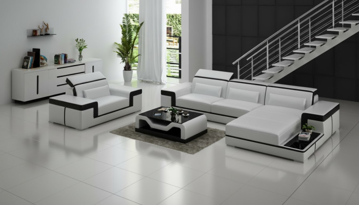Wohnlandschaft Ecksofa L-Form Sessel Set Garnitur Modern Sofa Leder