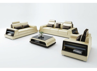 Moderne Sofagarnitur 321 Sitzer Sofa Couch Polster Garnitur Couchen Leder