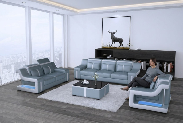 Sofagarnitur Couch Polster Sofa Set 311 Leder Couchen Sofas Komplett
