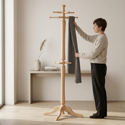 Garderobenständer Holz Kleiderständer Garderobe Aufhänger 186cm Modern Ständer