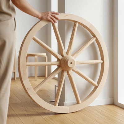 Dekorativní kolo z dřeva průměr 60 cm s paprskovým kolem, zahradní dekorace, obchodní dekorace, nový dekorativní prvek