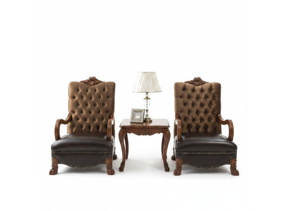 Obývací pokoj set 2x křeslo + konferenční stolek stůl sofa gauč Chesterfield