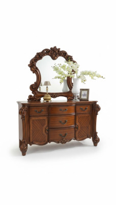 Buffet Anrichte Kommode Spiegel Echte Handarbeit Holz Barock Rokoko