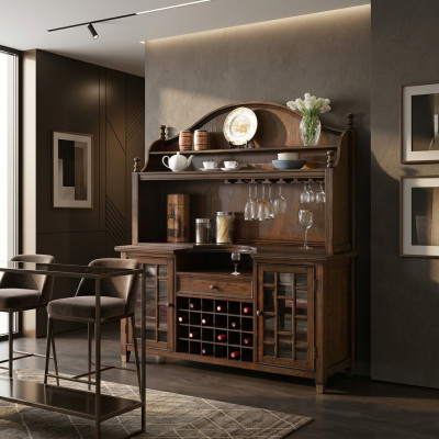 Landhaus Anrichte Kommode Vitrinen Schrank Weinschrank Regal Vitrine Schränke
