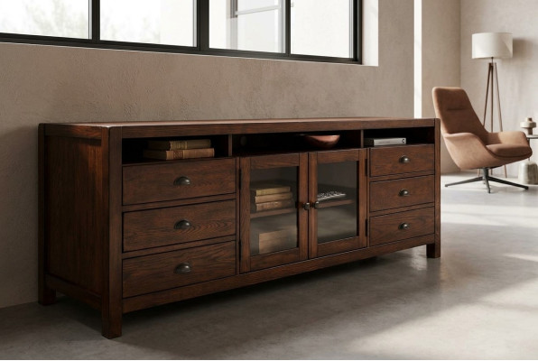 RTV Sideboard Skříň komody Dřevo Nízká deska Regál 196cm Obývací pokoj