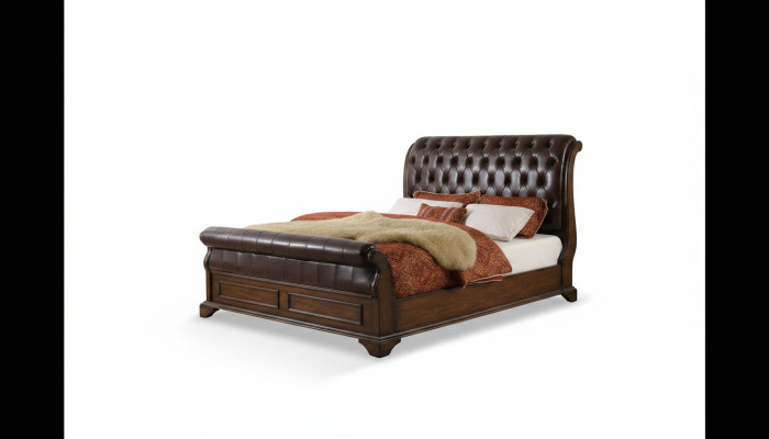Chesterfield postel kožená čalouněná dvoulůžková designer postel 180 x 200cm barokní