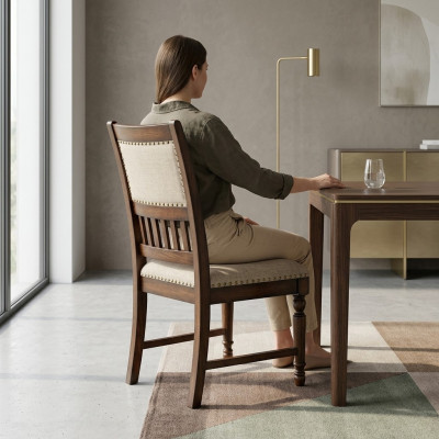 Jídelní pokoj 1x židle Tkanina Dřevo Moderní židle Designér opěradlo Sedačka