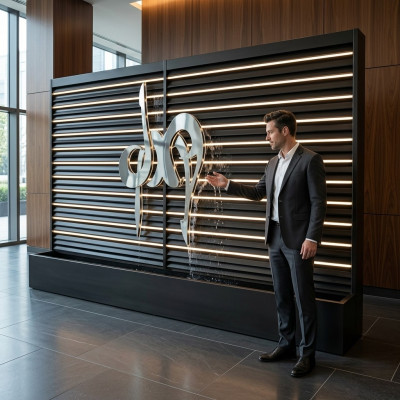 Stěnový panel s LED osvětlením vodní stěna Design Stěny Vodopád