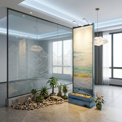 Trennwand Vodní stěna Sloupec Stěny Waterwall LED 60x210cm Vodní stěny