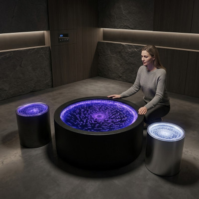 Beistelltisch Led Rund Wasser Wand Bar Theke Regal Möbel Beleuchtete