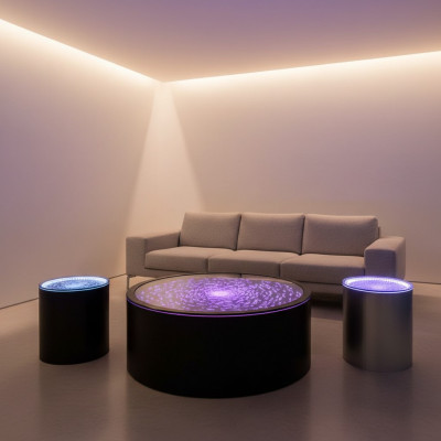 Beistelltisch Led Rund Wasser Wand Bar Theke Regal Möbel Beleuchtete