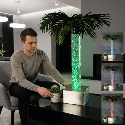 Led Design Sprudel Wassersäule 60cm Wasser Säulen Beleuchtet Tisch Palme Pflanze
