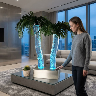 Led Wasser Säulen Palme Kunstpflanze Pflanze Wassersäulen Säulen