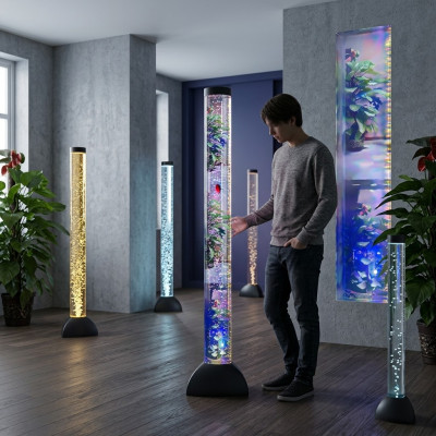 LED Wasser Säule 120cm Leuchte klar Fische Dekoration Steh Lampe