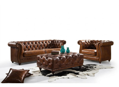 Sofagarnitur Couch Polster Klassik 3+1 Sitzer Set Design Sofas Polster Leder Neu