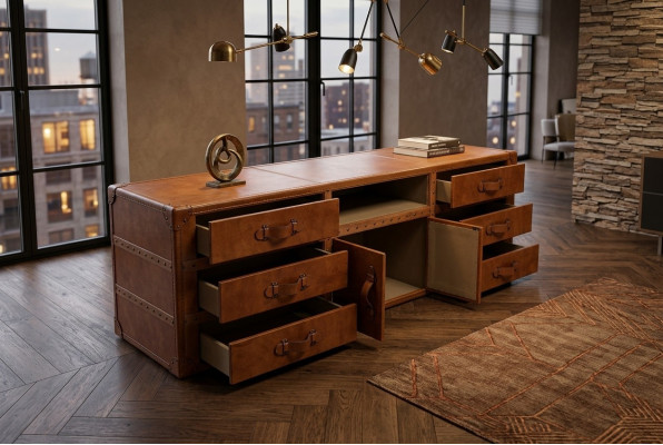 Möbel Sideboard Kommode Vintage Sideboard Luxus rtv sideboard Schrank Leder Neu