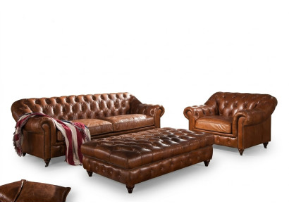 Sofá 31 Sedáků Chesterfield Set Anglický Vintage Dvoused Sofa Křeslo