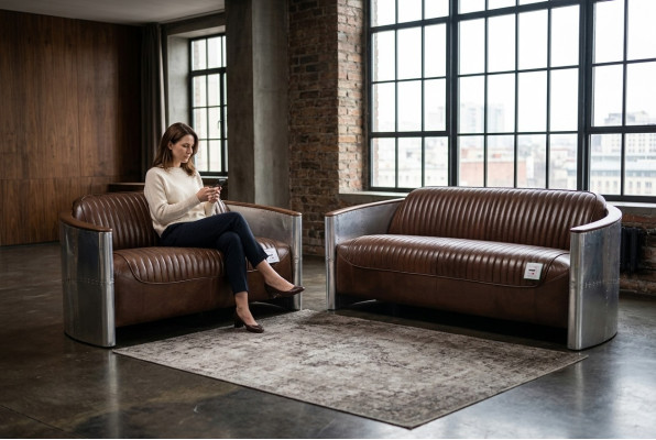 Sofa set 3+2 seater sofa couch settee armchair leather vintage retro NEW