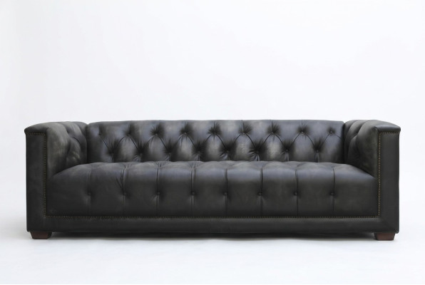 Chesterfield Vintage Schwarz Shabby Leder Ledersofa Couchen Sofa Couch