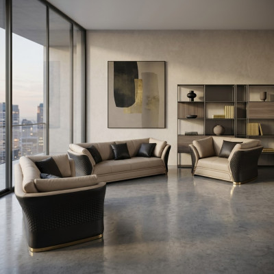 Ledersofa couch wohnlandschaft sofagarnitur design couchen 321 sitzer