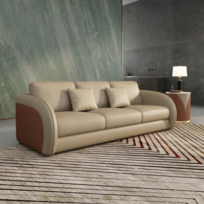 Dreisitzer Couch Polster Design Sofa Moderne 3er Sitz Sofas Zimmer Möbel Beige