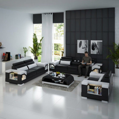 Ledersofa Couch Sofagarnitur 321 Garnitur Design Modern Sofa usb Sitzer sofas