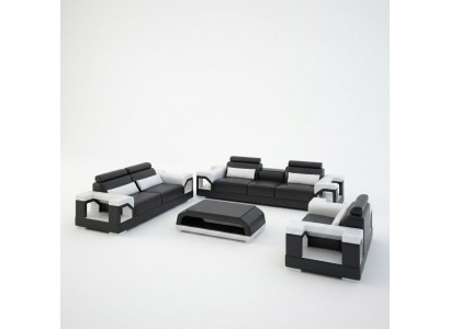 Ledersofa Couch Sofagarnitur 321 Garnitur Design Modern Sofa usb Sitzer sofas