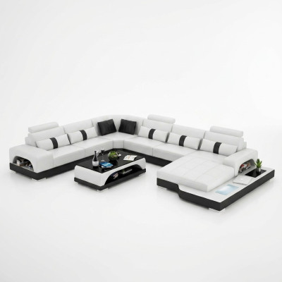 Eckgarnitur Ledersofa Design Luxus Wohnlandschaft led sofa couch Polster Ecksofa