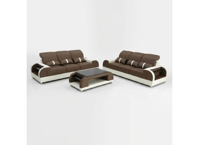 Designer Möbel Moderne 3+3 Sitz Sofagarnitur Set Couch Sitz Sofa Ledersofa Neu
