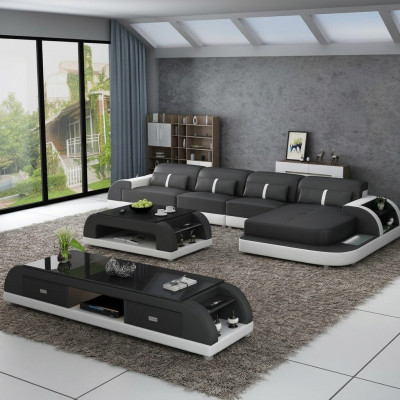 Wohnlandschaft Ecksofa L-Form Sofa Couch Design Couch Leder Modern Polster Neu