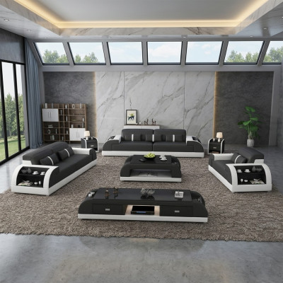 Sedačková souprava 3 2 1 Sitzer Set Pohovka Polštář Couch Kožený Relax Obývací pokoj Set Nový