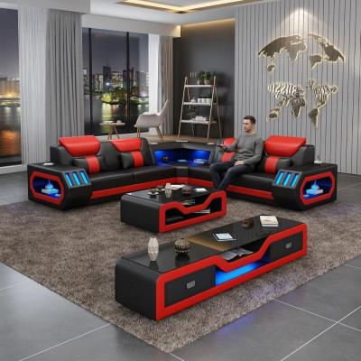 L Form Designer Wohnlandschaft Polster Ecksofa Eck Garnitur Sofa Couch Ecke led
