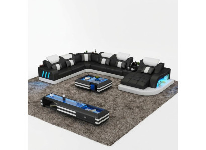 Rohová sedací souprava s USB LED světlem neobvyklého designu.