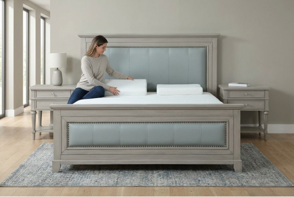 Schlafzimmer Bett Nachttische 3 tlg. Set Design Luxus Betten Holz Doppelbett Neu
