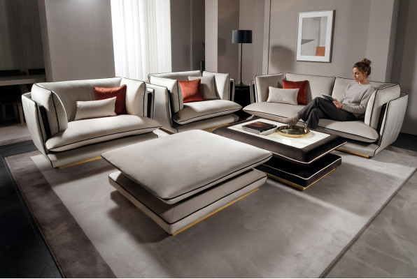 Lounge Hocker Club Fußhocker Ottomane Pufa Textil Ottoman Designer arredoclassic