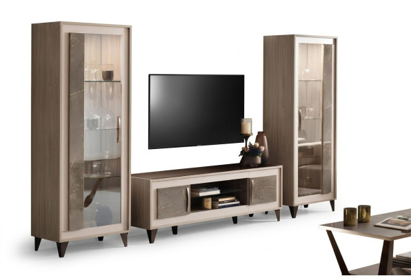 Designová stěnová sestava skříně 2x RTV, nízká skříňka Anrichte 3dílná sada Vitrine