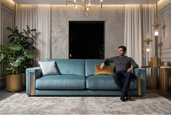 Dreisitzer 3 Sitzer Wohnzimmer Polster Textil Modern Luxus Design Sofa Möbel Neu