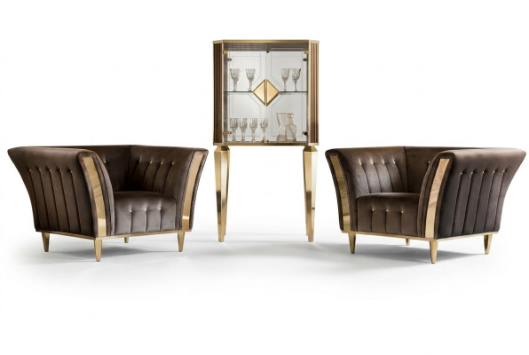 Sessel Club Lounge Lehn Stuhl Polster Sofa 1 Sitzer Fernseh Samt arredoclassic