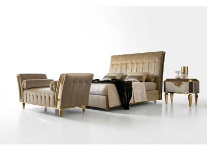 Postel 2x noční stolek Chaiselounge 4 kusová ložnice set nábytku Moderní luxusní postele