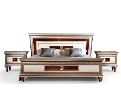Bett 2x Nachttische 3tlg. Italienische Möbel Schlafzimmer Betten Holz Neu Set