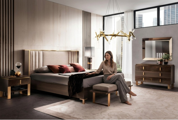 Design Schlafzimmer 6 tlg. Komplett Set Bett Nachttisch Kommode Arredoclassic