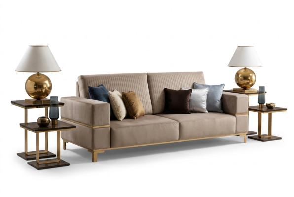 Sofa třímístná klasická pohovka třísedák textilní látka nový