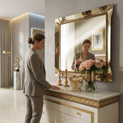 Spiegel Wandspiegel Barock Rokoko Dielen Wohnzimmer Bad Holz Glas Design
