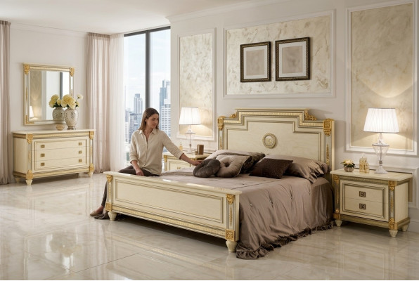 Bett 2x Nachttisch Design Schlafzimmer Klassischer 3tlg. Luxus Betten Set Möbel