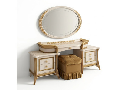 Schminktisch Spiegel Hocker Kommode Set Komplett Schlafzimmer Neu 3tlg. Konsole
