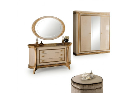 Spiegel Kommode Schrank Kommoden Schlafzimmer Set Holz Klassischer Stil 2tlg.