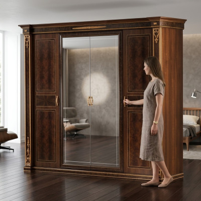 Kleiderschrank Schlafzimmer Holz Schrank Modern Stil Luxus Schränke Klassisch