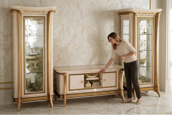 Obývací pokoj Komoda 2x Vitrína 3-dílný Obývací nábytek arredoclassic Set Design