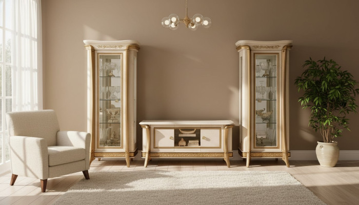Obývací pokoj Komoda 2x Vitrína 3-dílný Obývací nábytek arredoclassic Set Design